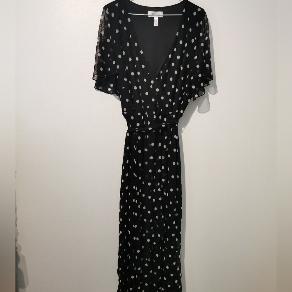Addition Elle 2X polka dot black and white dress Plus Size High Low Modern Chic - Picture 2 of 7